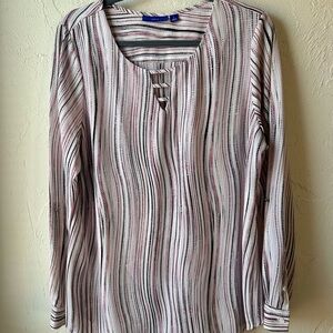 🩷 Apt. 9 - Striped Long Sleeve Blouse - Size: L